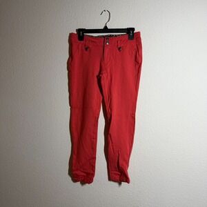 Chocolate Pants Womens Large Red Slim Fit Flat Front Welt Pockets Skinny Leg